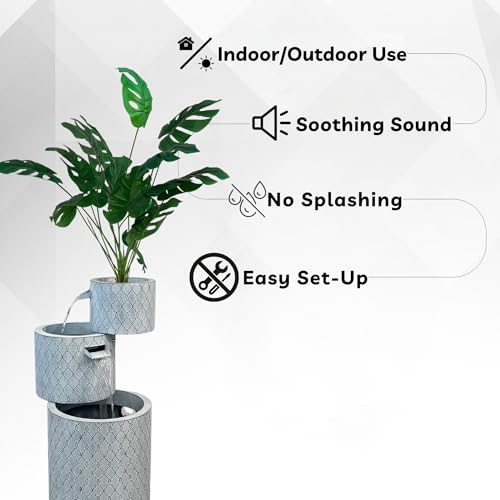 33.5" Zinc Metal Tiered Water Fountain with Planter