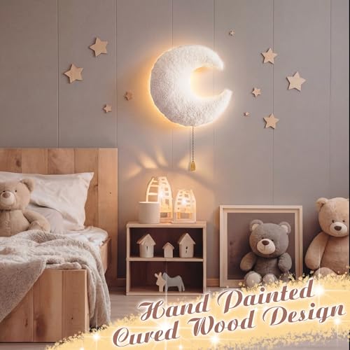 Fluffy Moon Night Light Wall Lamp Sleeping Nursery Lighting