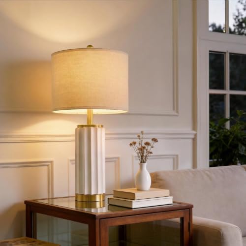 25.75" Off White Ceramic Table Lamp Set of 2 (2 Count)