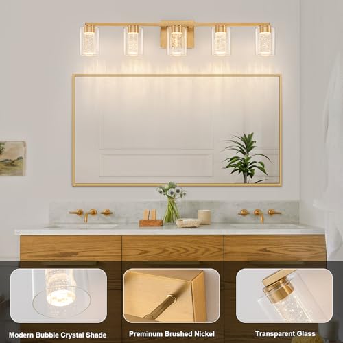 5 Light Gold Vanity Light with 3 Color Modes