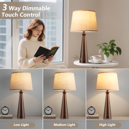 Modern Touch Lamps for Nightstand (2 Count)