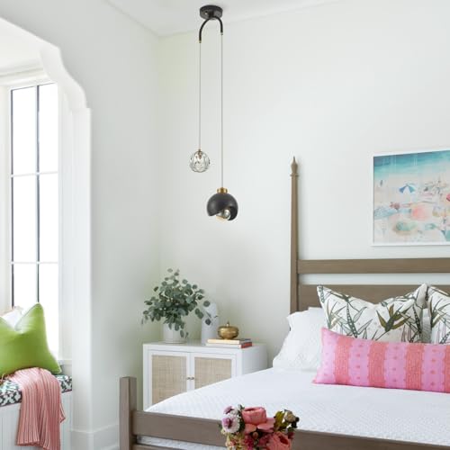 2 Light Modern Pendant Light with Crystal Accent