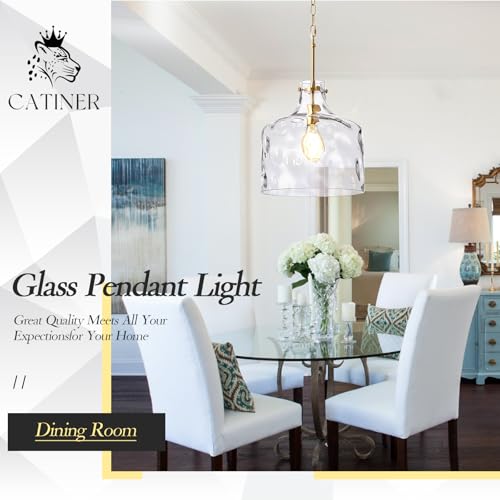 16" Farmhouse Hammered Glass Pendant Light