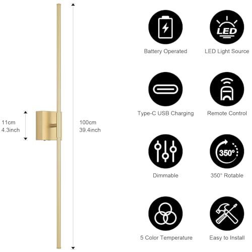 Battery Operated Wall Sconce Set of Two with Remote Control (2 Count)