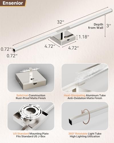 32" Brushed Nickel Modern Bathroom Vanity Lights