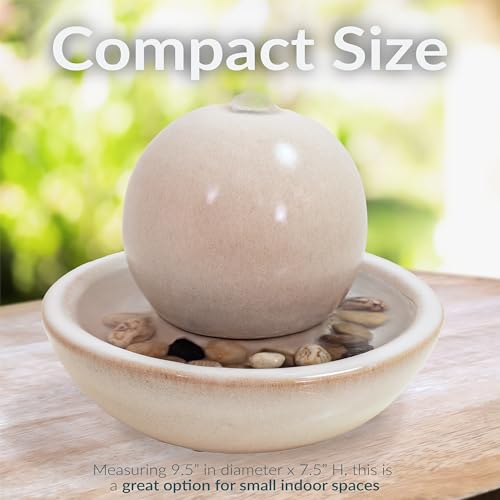 Sunnydaze 7" Indoor Ceramic Tabletop Fountain with Orb