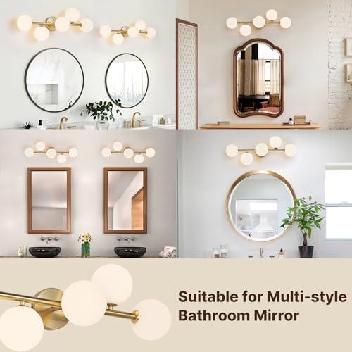 27" Mid Century Modern Globe Brushed Gold LED Bathroom Vanity Light