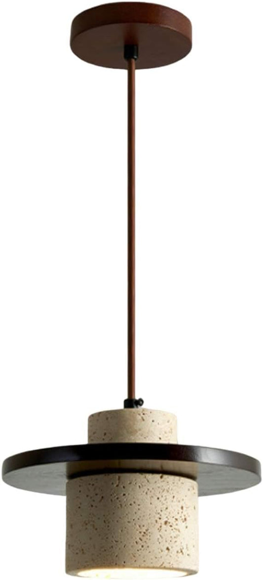 Wabi Sabi Pendant Light Natural Stone Retro Japanese Style Yellow Travertine Pendant Lighting Vintage Mini Wood Nordic Hanging Light Adjustable For Kitchen Island & Dining Room