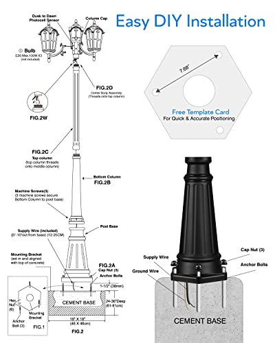 3 Head Outdoor Lamp Post Light Fixture