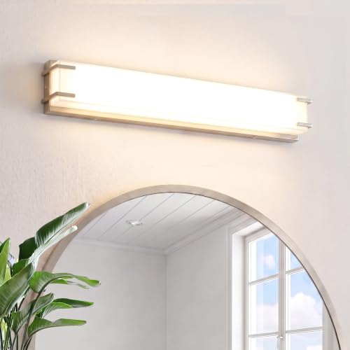 LED Bathroom Light Fixture Over Mirror 24.4" Vanity Light with Milky White Lampshade 4000K Daylight Brushed Nickel Bath Bar (24 Count)
