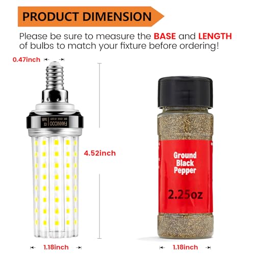 E12 LED Bulb 6pcs 20W LED Corn Light Bulb 150W Equivalent 2500Lumen 6500K Cool Daylight White Non (6 Count)