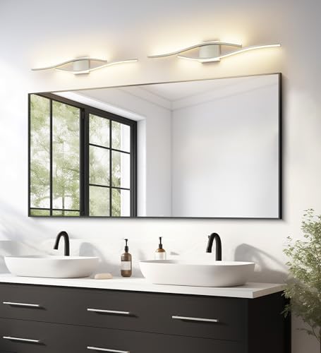 Bathroom Vanity Light Modern Bathroom Lighting Fixture Over Mirror Brushed Nickel 5CCT Dimmable Led Bath Vanity Light Bar 31.5 Inch