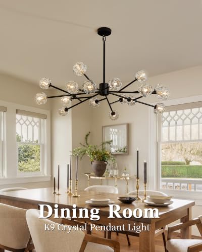 Black Sputnik Chandeliers for Dining Room Light Fixture Over Table