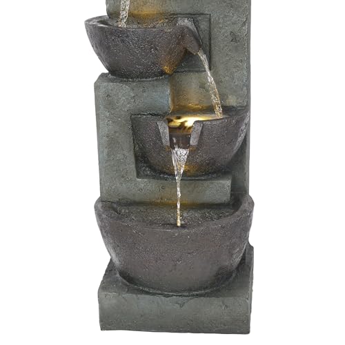 39" Tall 5 Tier Bowls Waterfall Fountain with LED Lights