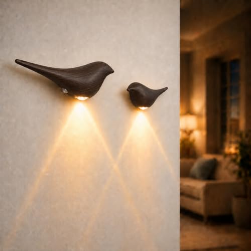 2 Pack Faux Walnut Bird Wall Sconces