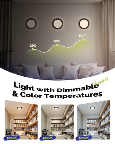 10000mAh Rechargeable Ceiling Light Black Waterproof Shower Lights