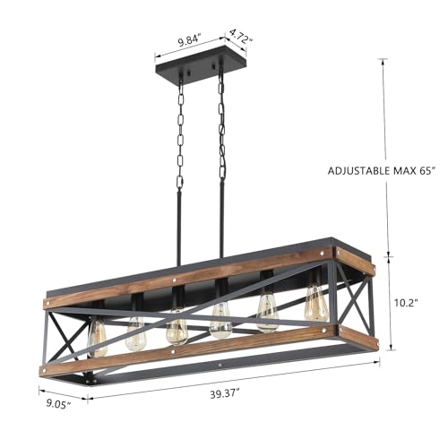 Rustic Farmhouse Wood Kitchen Island Lighting
