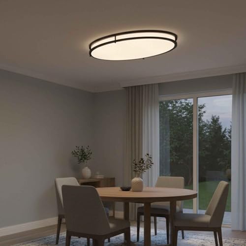 24 Inch Oval Black Ceiling Light Fixture for Living Room