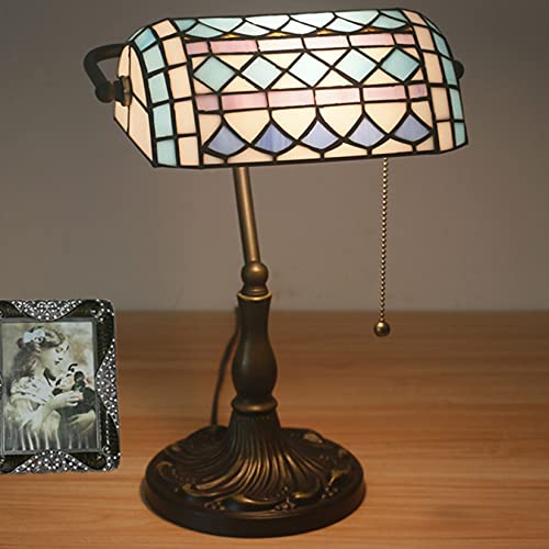 Tiffany Style Bankers Table Lamp Stained Glass Piano Desk Lamp Vintage Bedroom Bedside Lamp for Study