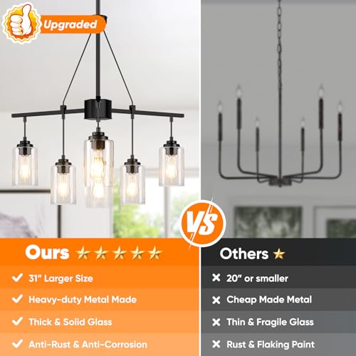 6 Light Black Chandelier