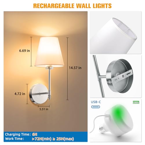 14.5 inch Battery Operated Wall Sconce Set of 2 (2 Count)