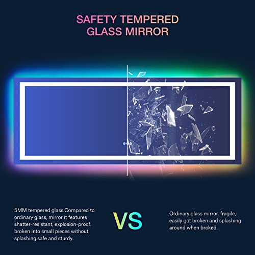 84X32 Inch RGB LED Bathroom Mirror with Lights