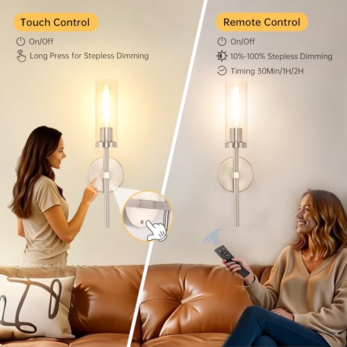 Battery Operated Wall Sconces Set of 2 (2 Count)