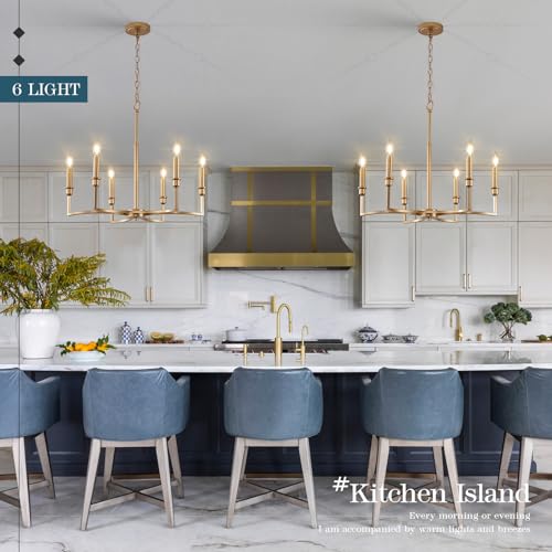 6 Light Candelabra Chandelier Dining Room Gold Chandeliers 26in