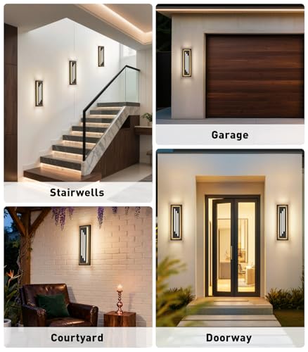 15.7'' LED Outdoor Wall Lights Modern Black Indoor Wall Sconce Lighting