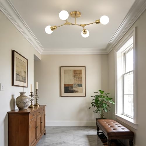Modern Mid Century Gold Sputnik Ceiling Light Fixture Chandelier