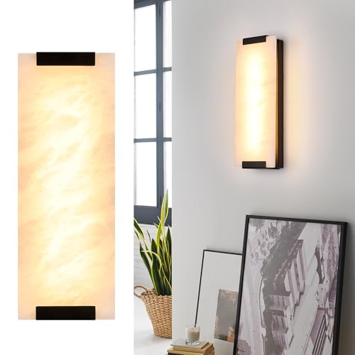 14.2in Alabaster Wall Sconce Hardwired