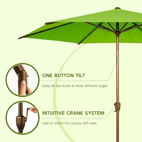 7.5FT Outdoor Patio Umbrella Outdoor Table Umbrella with Crank Market Umbrella 6 Sturdy Ribs UV Protection Waterproof and Push Button Tilt for Garden Deck Backyard Pool