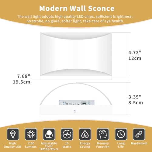 White Modern LED Wall Sconce (2 Count)