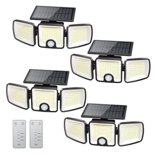 4 Pack Solar Flood Outdoor Lights with Motion Sensor 3 Modes