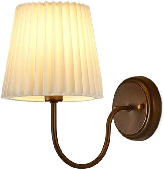 Japanese Wabi-sabi Style Fabric Wall Lamps with E14/E12 Base Three-Color Dimmable Iron Art Wall Sconces Vintage Rural Dressing Table Bedroom Bedside Dining Room Wall Light(Style 1)