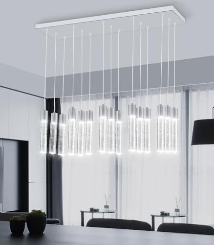 15 Lights Modern Crystal Chandelier LED Pendant Lighting Fixture for Kitchen Island Light Fixtures for Dining Room Hallway Foyer