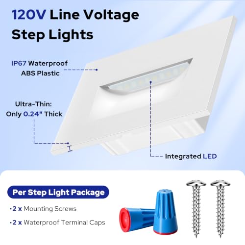 120V Hardwired Dimmable LED Stair Lights for Standard Gang Box (3 Count)