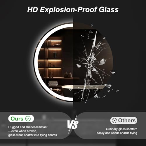 28 Inch Round LED Bathroom Mirror with Lights