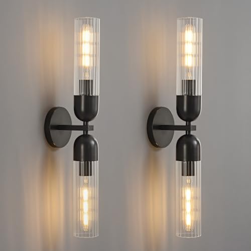 Bathroom Wall Sconces 24in Strip Glass Sconces Hardwired 2PK