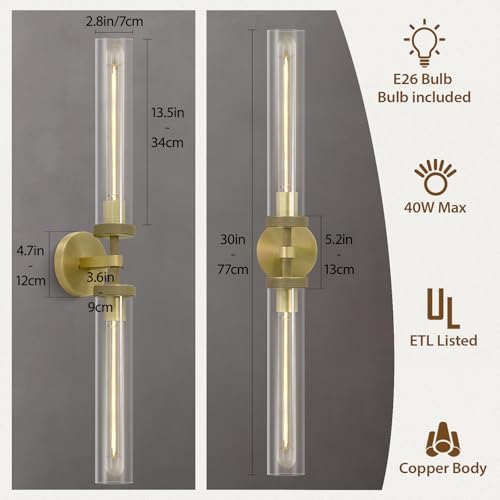 Brass Gold 2 Light Knurled Wall Sconces