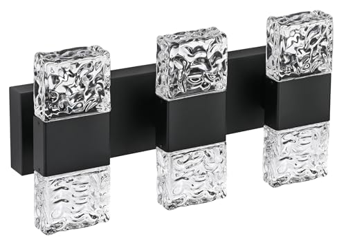 3 Lights Black Modern LED Bathroom Lights Over Mirror 24W
