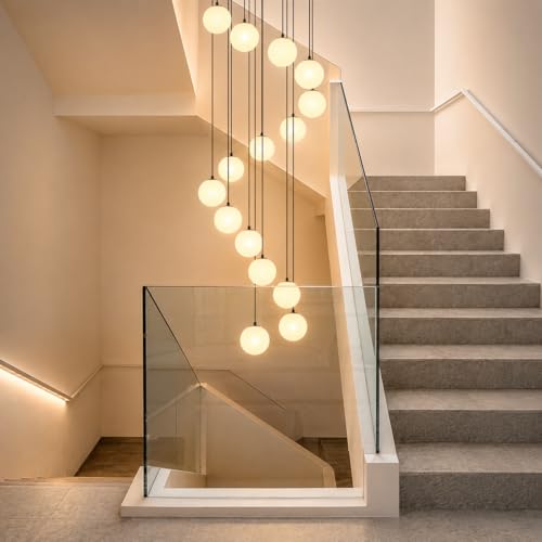 Black Globe High Ceiling Chandelier (Black / 15-Light)