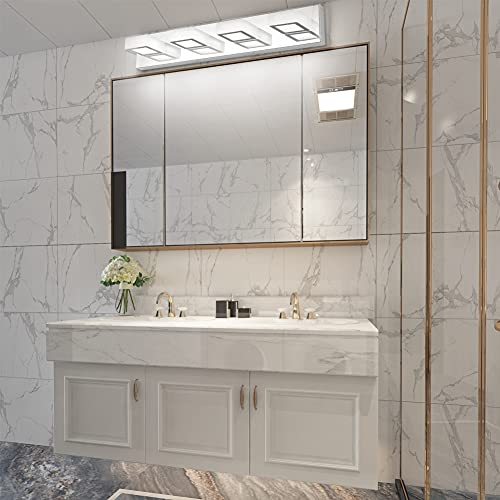 Modern Led Chrome Bathroom Vanity Lights 5 Color Temperature Dimmable Acrylic Modern LED Chrome Bathroom Lighting Fixtures Over Mirror (4 Count)