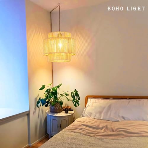 Plug in Pendant Light Hanging Lights with Plug in Cord Boho Hanging Lamp Dimmable