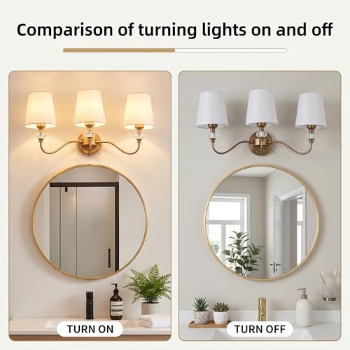 3 Light Vintage Bathroom Vanity Light Fixtures Over Mirror