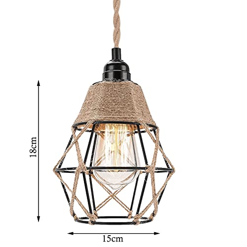 Vintage Boho Lamp Shade Replacement Rustic Industrial Woven Pendant