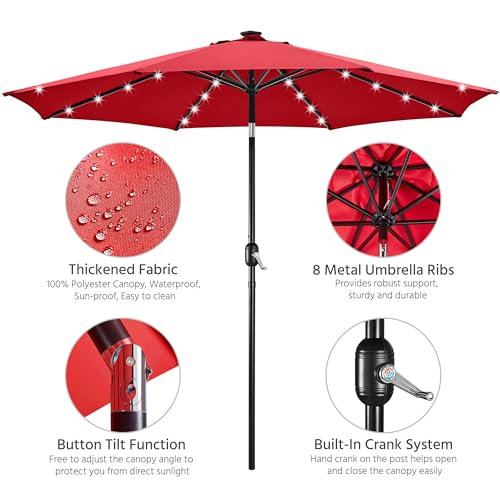 10FT Solar Patio Umbrella w