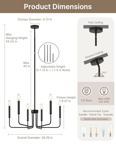 6 Light Black Chandelier