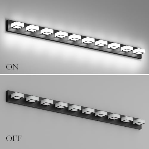 66inch Matte Black Bathroom Vanity Lights Metal Acrylic LED Modern Black Bathroom Wall Lighting Fixtures