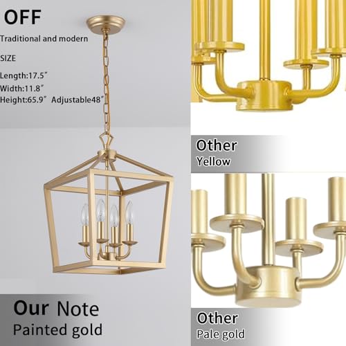 Gold Lantern Chandelier Hanging Pendant Light Fixture 4